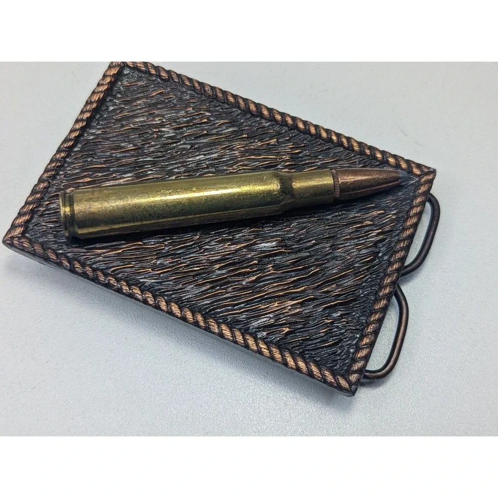 Vintage 1980 Bergamot Brass Works Bullet Belt Buckle Win-Ryan Marketing Bronze
